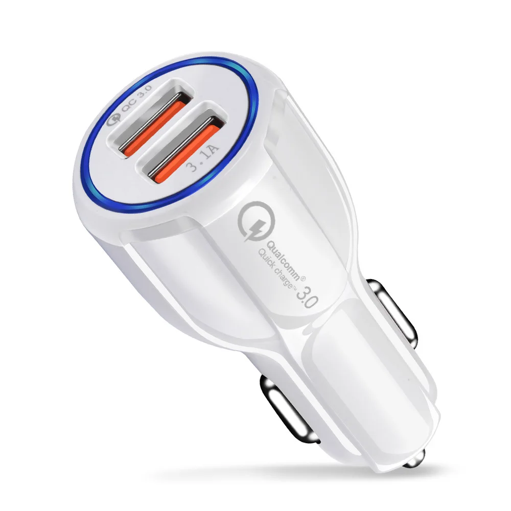 3.1A QC 3 0 Micro USB 2 порта двойной Быстрый Автомобильный Кабель зарядного устройства
