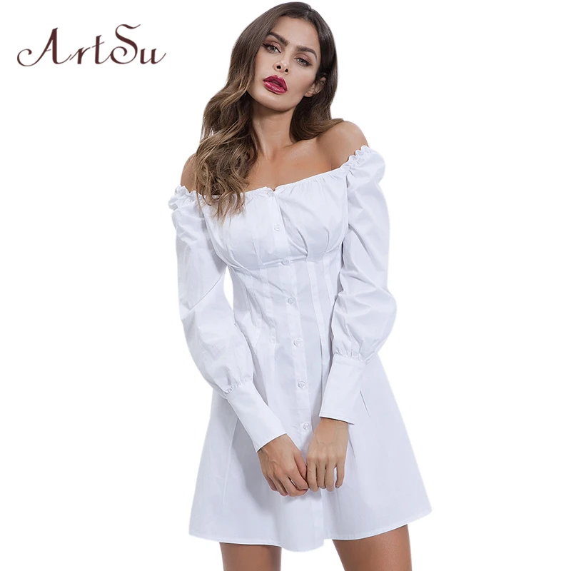 ArtSu сексуальное женское платье из хлопка модная уличная одежда новое мини с