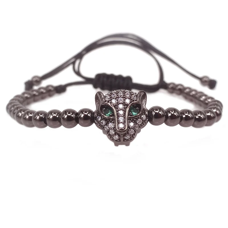 Модные серебряные мужские браслеты Bnagles зеленые леопардовые бусины и 4 мм круглые