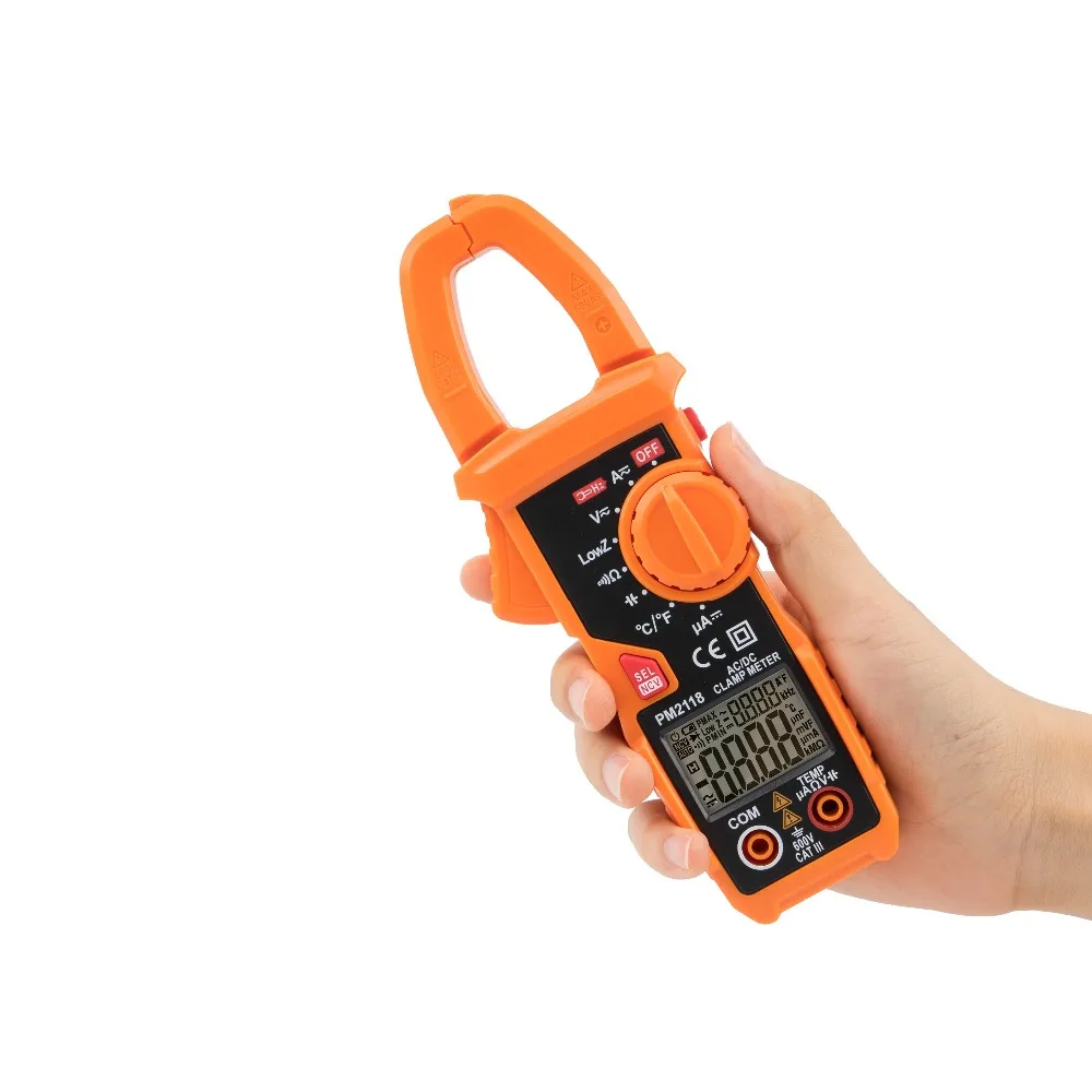 PEAKMETER PM2118 цифровой клещи AC DC мультиметр Авто токовые клещи Вольтметр Амперметр Омметр NCV Temp Capa тестер