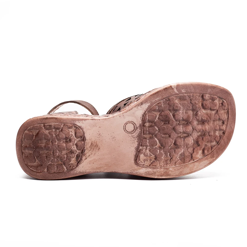 Женские Весенние Новые босоножки на толстой подошве кожаная обувь с вырезами