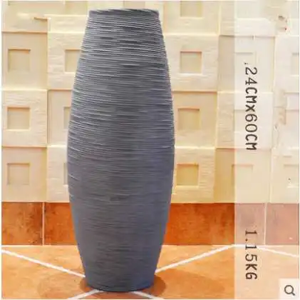 Small 60x24cm Китайская белая и коричневая серая бамбуковая напольная ваза, большая ручная работа, большой домашний декор, цветочный горшок для свадебного украшения, напольная ваза - Цвет: Small 60x24cm