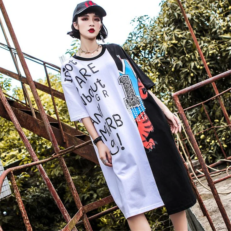 Женское асимметричное платье повседневное свободное с блестками и бусинами в