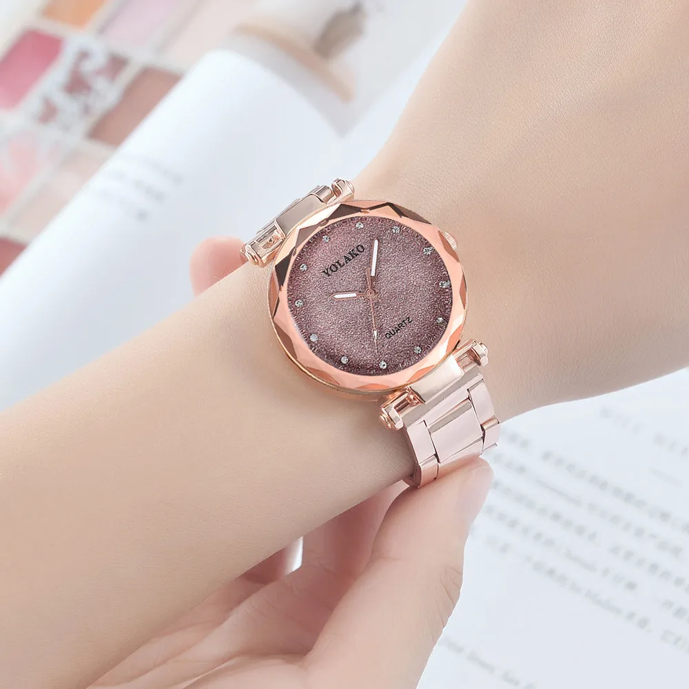 YOLAKO Лидирующий бренд женские кварцевые часы из нержавеющей стали ремешок Newv