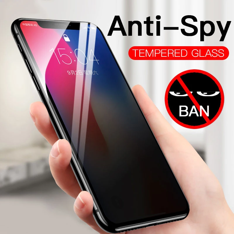 

Антибликовое закаленное стекло для iPhone 7 6 6S 8 Plus X XS XR, Защита экрана для конфиденциальности, Защитная пленка для iPhone 11 Pro Max