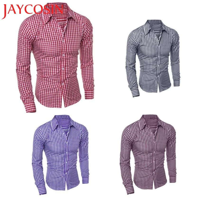 JAYCOSIN 2018 мужская осенне-зимняя клетчатая рубашка с длинными рукавами Топ Блузка