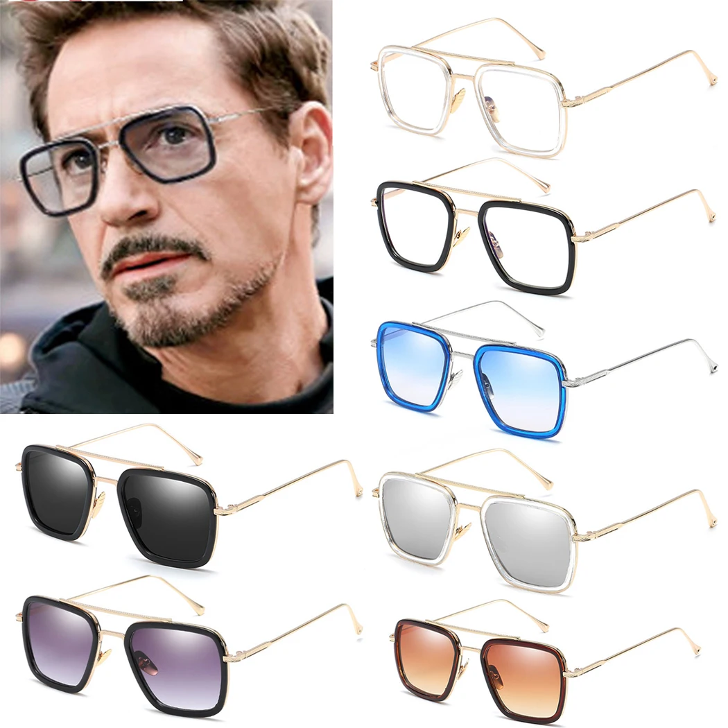2019 Модные солнцезащитные очки Tony Stark Мужские квадратные брендовые дизайнерские с