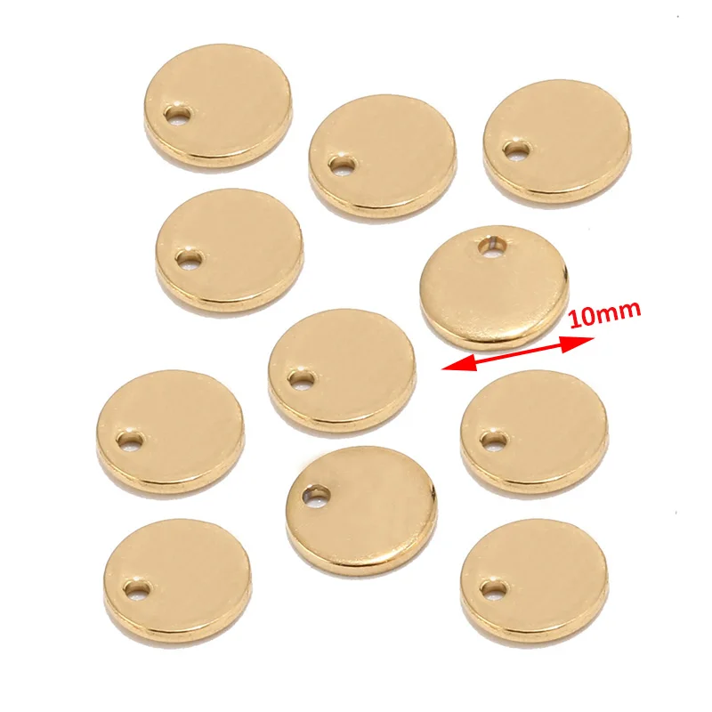 Gold 10mm 50 шт серебро/золото/розовое золото из нержавеющей стали Чистая бирка под штамповку собаки бирки круглые кулоны на заказ с любыми словами 6 мм/8 мм/10 мм - Окраска металла: Gold 10mm