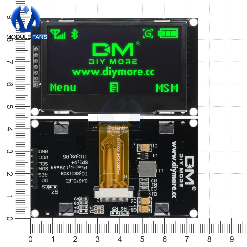 Цифровой ЖК-экран 12864 128X64 зеленый OLED дисплей модуль C51 плата для Arduino Diy Электронные 2,4" 2,42 дюймов SSD1309 STM32