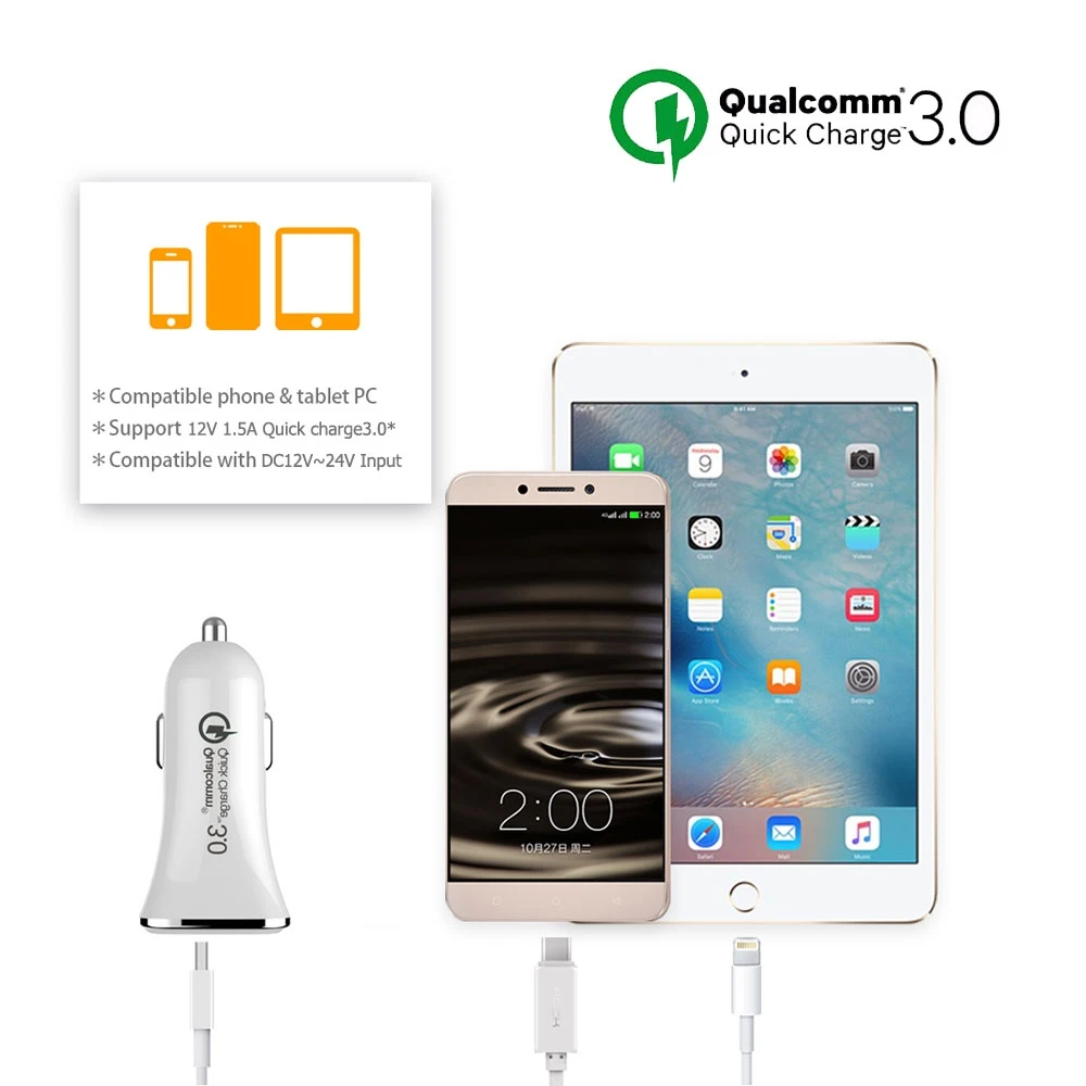 Автомобильное зарядное устройство Tikono Qualcomm Quick Charge 3 0 5V 3A с быстрой USB зарядкой для