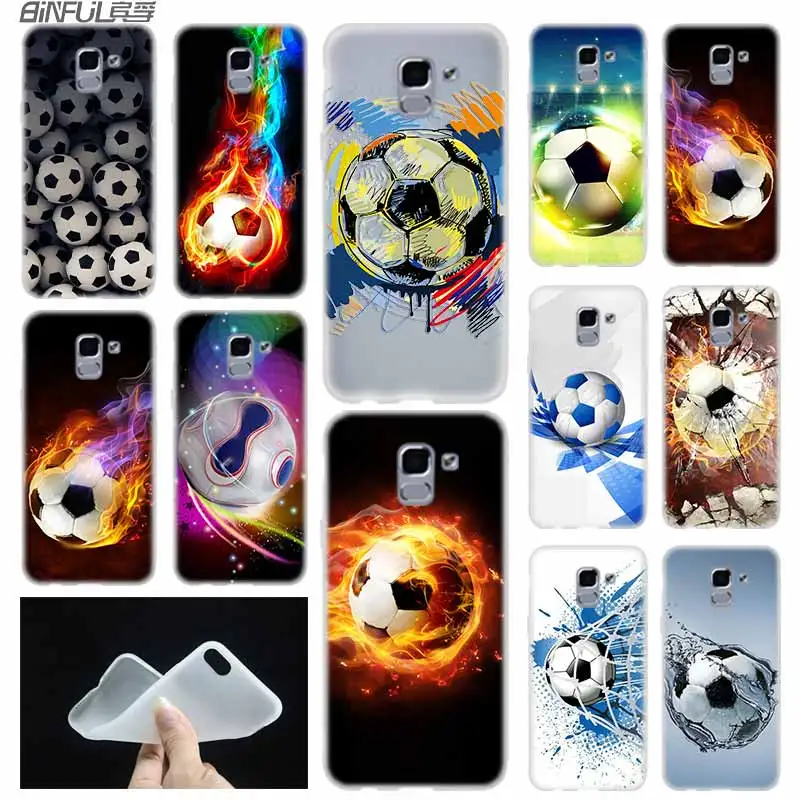 Чехол для футбольного мяча Fire Football чехол из ТПУ Samsung Galaxy J6 J8 J3 J5 J7 J4 J2 J1 Plus 2018 2016 2017 EU