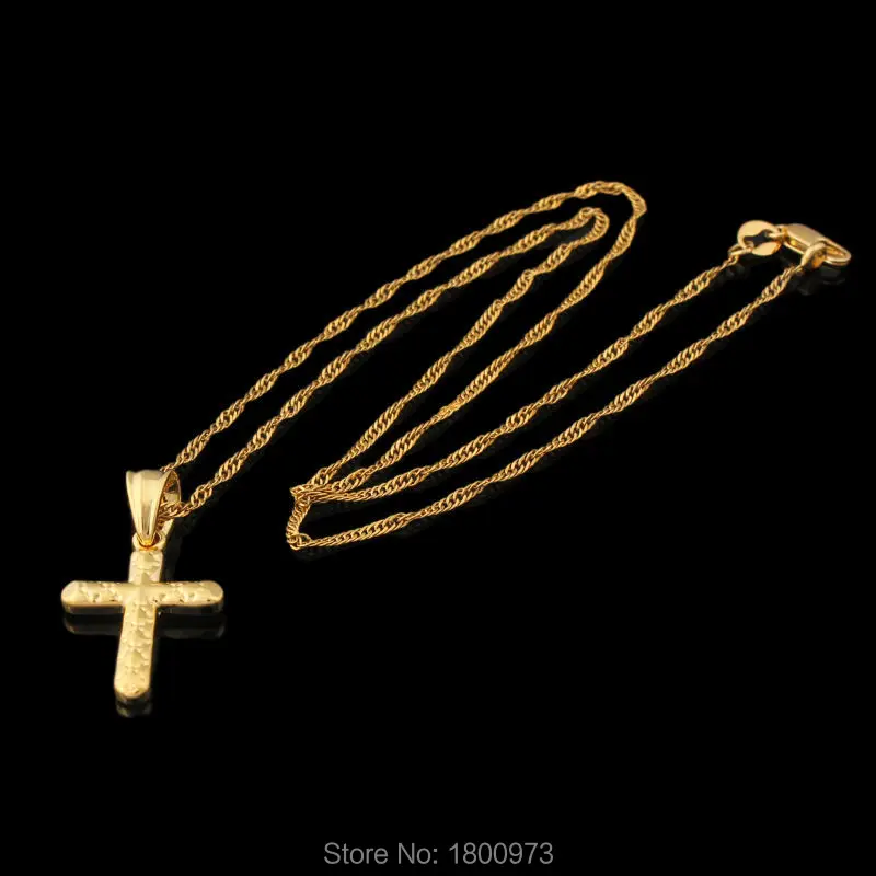 Крест ожерелье женщин мужчин золотой цвет кулон Христос Спаситель для Иисуса