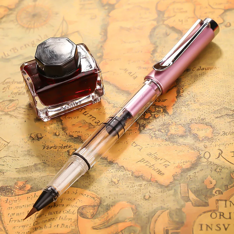 

1pc Purple Metal Calligraphy Pen Soft Hair Writing Brush Watercolor Painting Drawing Fountain Pen School Supplies Stationery