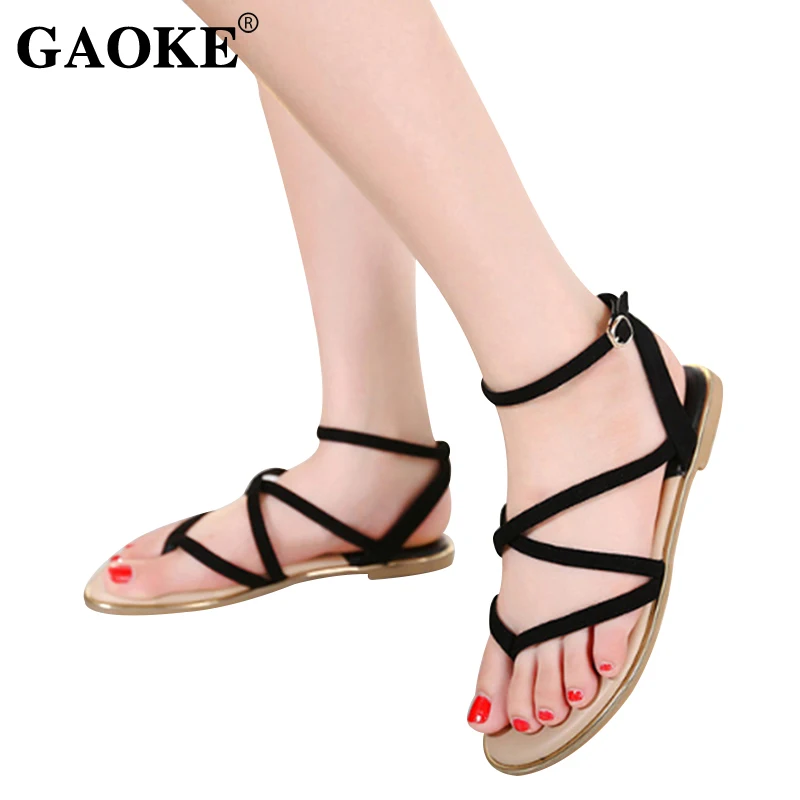2018 женские Вьетнамки сандалии гладиаторы летние с ремешками на лодыжках низком