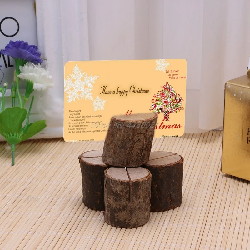 10Pcs/set Wooden Base Rustic Wedding Table Number Stand Place Name Memo Card Stand Holder DIY Home Wedding Party Decor