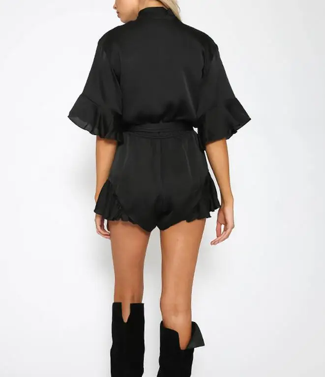 Женский комбинезон с Сатиновыми оборками короткий пляжный глубоким треугольным