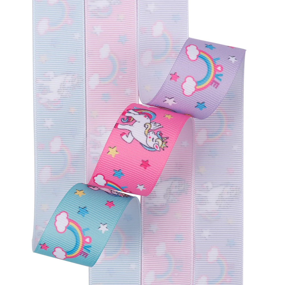 5 ярдов 1 &quot25 мм Grosgrain ленты мультфильм рог лошадь Сделай Сам Девушки Hairbow