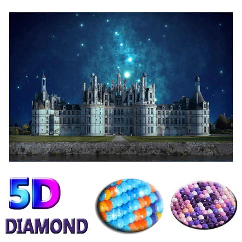 5D алмазная картина замок декоративный бриллиантовый вышивка Звездный пейзаж