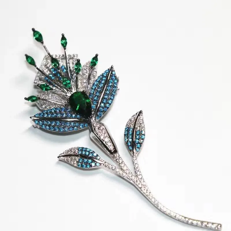 YP241 роскошная брошь из стерлингового серебра 925 пробы с фианитами и кристаллами в