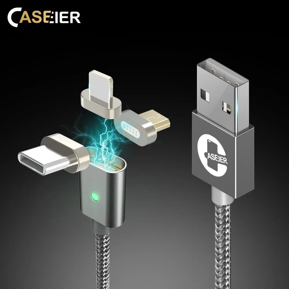 CASEIER 3 в 1 Магнитный светодиодный кабель для Apple iPhone IOS Type C Магнит Micro USB быстрой