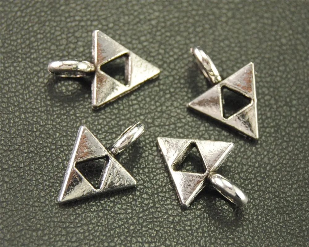 

100pcs Silver Color Hollow out triangle Charm Bracelet Necklace Jewelry Making Handmade DIY 15x10mm A1904