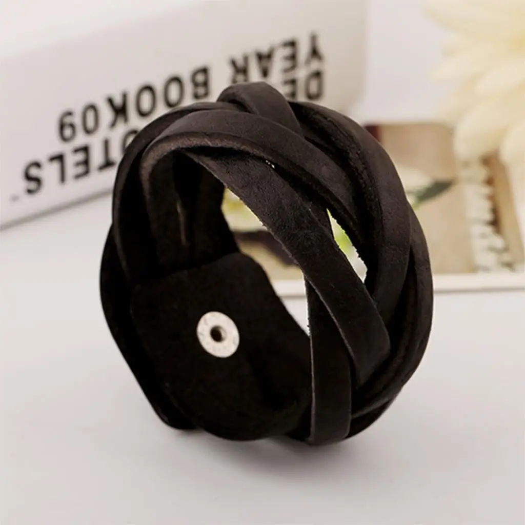 Новые мужские кожаные браслеты ручной работы с плетеной оплеткой брендовые