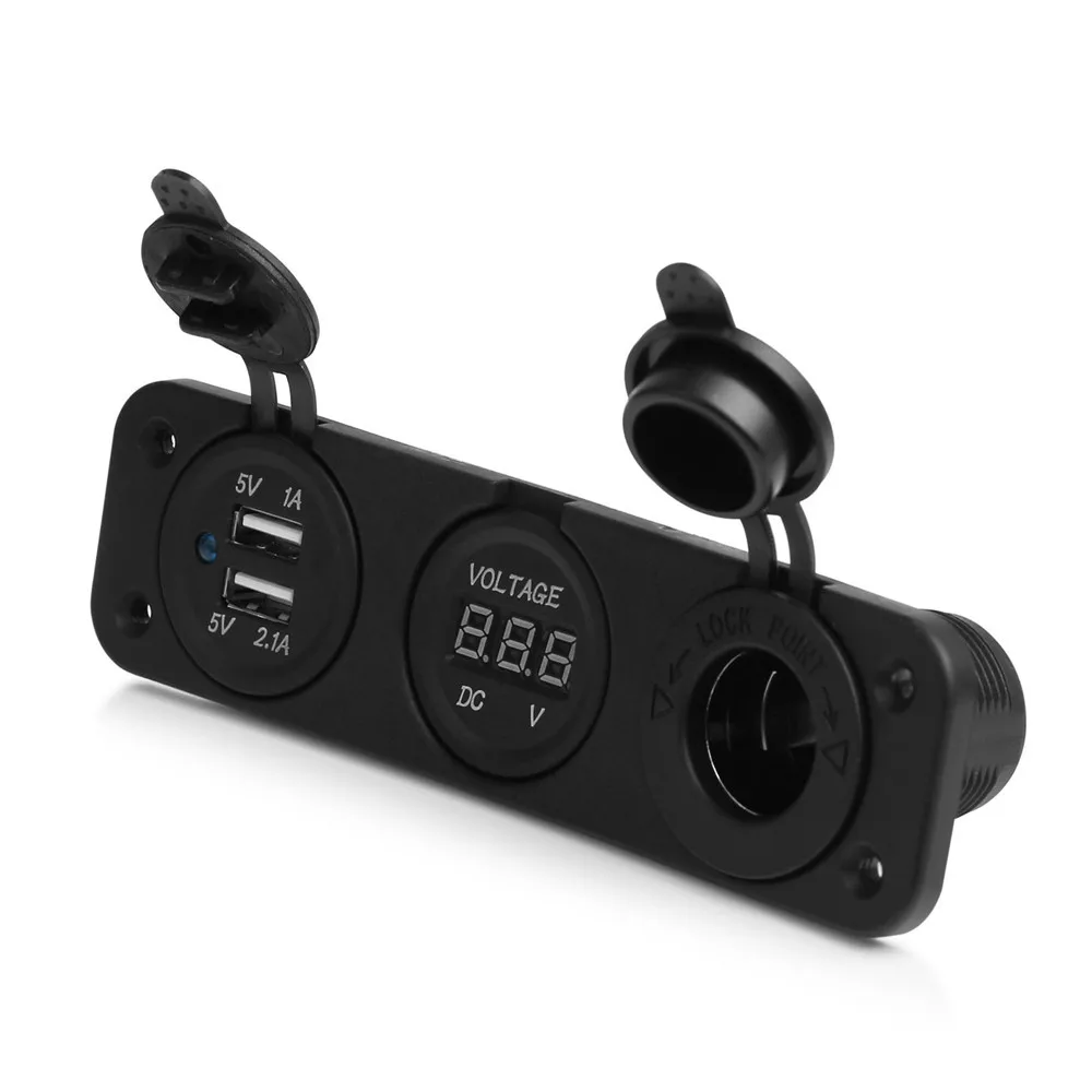 Onever Dual USB 2 Way розетка для автомобильного прикуривателя адаптер 12 В 2 USB быстрая зарядка автомобильное зарядное устройство цифровой вольтметр дисплей для телефона - Название цвета: Черный