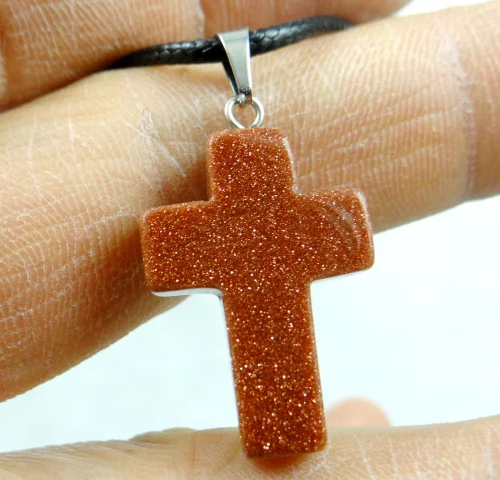 As the picture shows Натуральный камень кварц кристалл бирюза lapis тигровый глаз крест кулон для diy ювелирных изделий ожерелье аксессуары - Окраска металла: As the picture shows