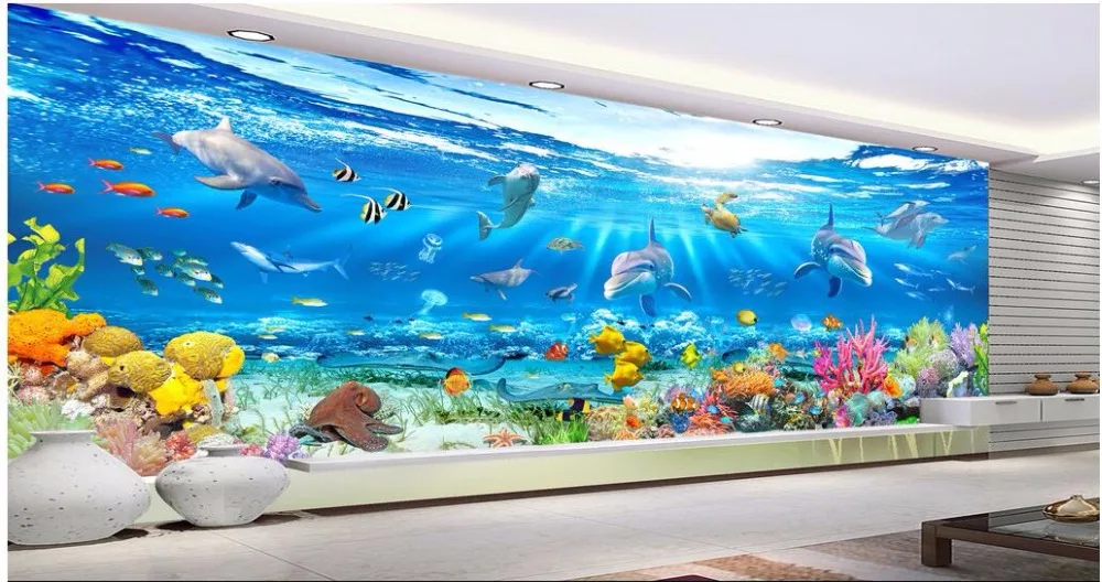 

Пользовательские фото 3d обои подводный мир подводная лодка пейзаж рыба Коралл 3d настенные фрески обои для стен 3 d гостиная