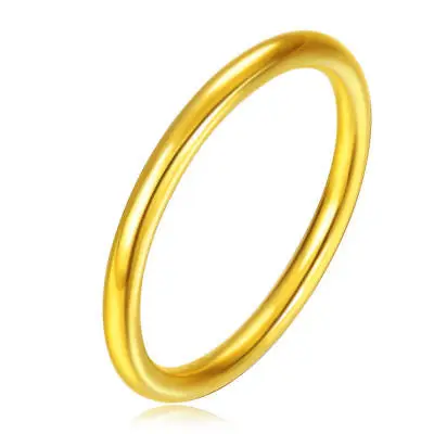 

New Pure 24K Yellow Gold Smooth-Shape Ring Band Size 5