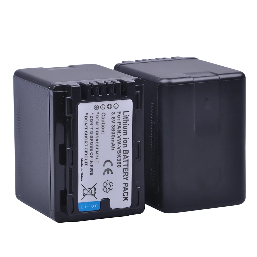 Аккумулятор 2x 3600ма · ч VW-VBK360, для камеры Panasonic HDC-HS80, SD40, SD60, SD80, SDX1, SDR-H100, H85, H95, HS60, HS80, TM60