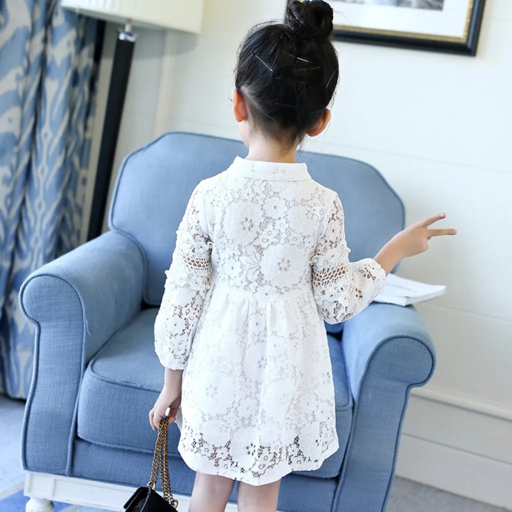 Girls Dress 2019 Vestidos Lace Long Sleeve 10 to 12 13 Years Party Wedding Casual Little Princess Kid Dresses Baby Clothes 19Jul | Детская