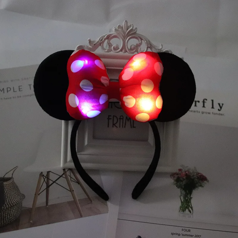 1PC LED headband Minnie Bows Ears luminous headband accessories flash children LED lights hair accessories colorful lights toys