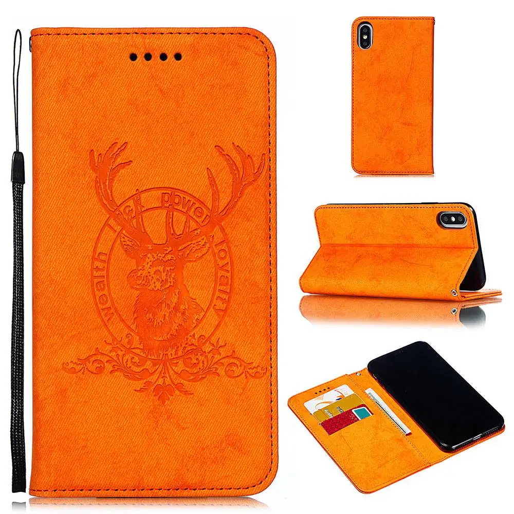 KISSCASE Deer Head Pattern Leather Case For iphone X 7 8 6 6S Plus Wallet Card Solt Flip XR XS MAX Phone Cover |