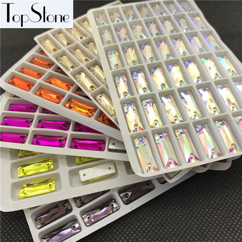 Все цвета стеклянные кристаллы космический багет пришить на камни Flatback 5x15 6x18 7x21