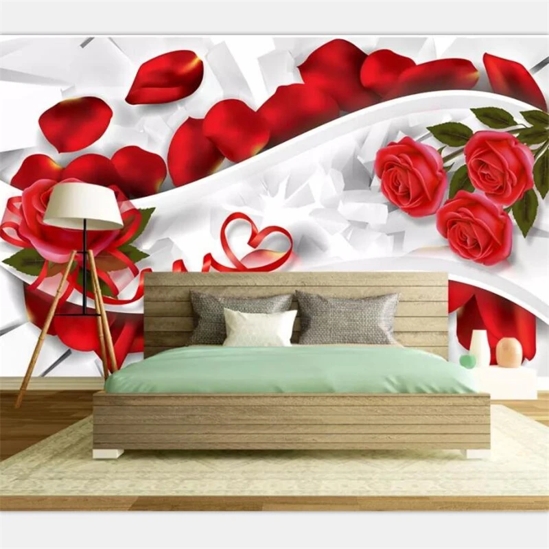 

beibehang Custom wallpaper home decor living room bedroom study mural romantic rose petals 3D image mural sofa TV background