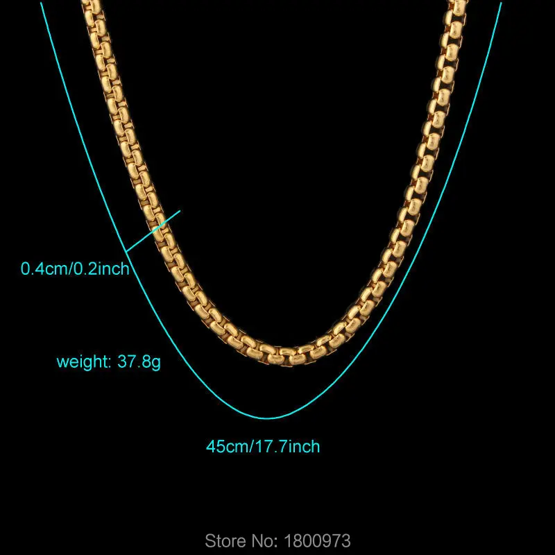 4 мм желтое золотое ожерелье с цепочкой для женщин и мужчин мальчиков девочек
