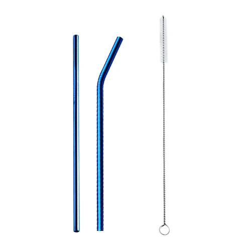 Colorful Reusable Stainless Steel Drinking Straws Spoon Tea Filter Coffee Beer Carbonator Stirring Tools Drinkware Accessories - Цвет: C Straw Blue