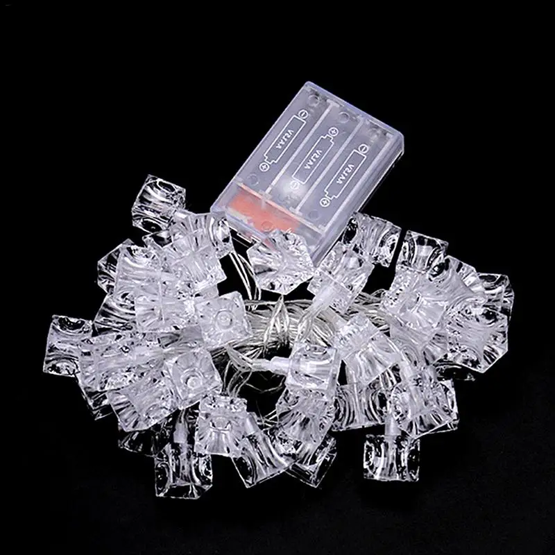 

10/20/40 LEDs Ice Cube Shaped Battery Powered Christmas Lighting Holiday Garden Party Xmas Tree Decorative Fairy String Lights