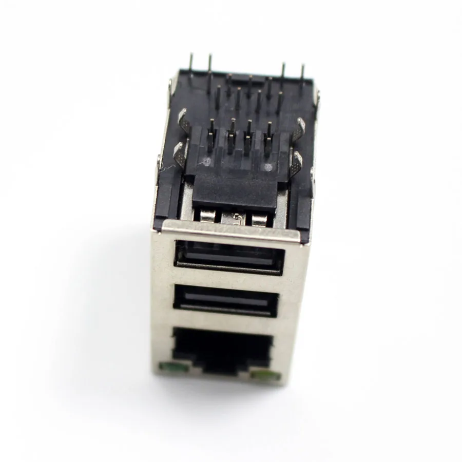 1 шт. USB + RJ45 Ethernet кабель гнездовой разъем с 2 светодиодными разъемами для