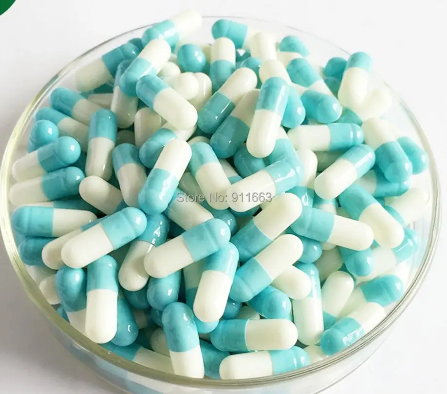 

0# 2,000pcs!Light blue- white colored empty gelatin capsule,gelatine hollow capsules (joined or seperated capsule available!)