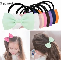 5pcslot small bowknot elastic hair band mini sweet solid ribbow bow hair accessories korean rubber hair tie for girls kids baby