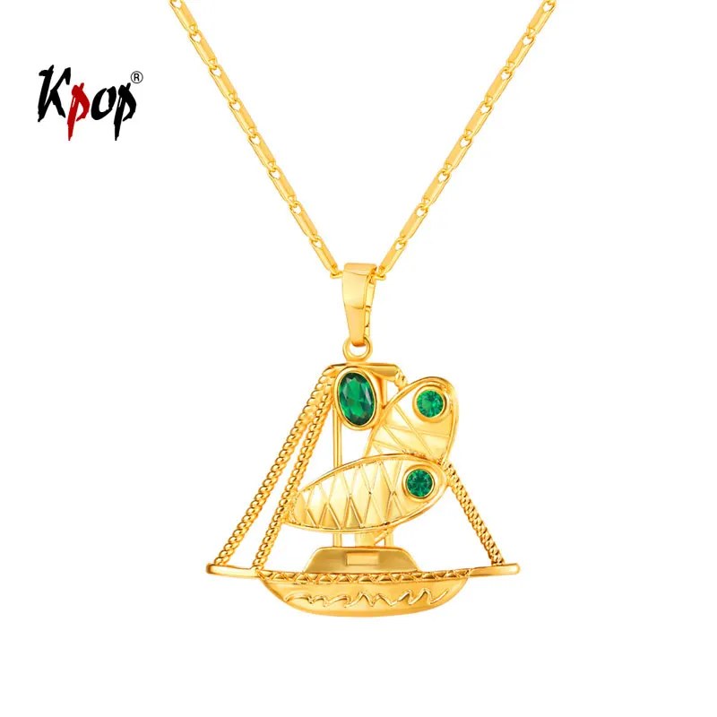 

Kpop Necklace Sailing Boat Charm Pendant Necklace Cubic Zirconia Trendy Jewelry Gold Color Chain Necklace Gift For Women P998