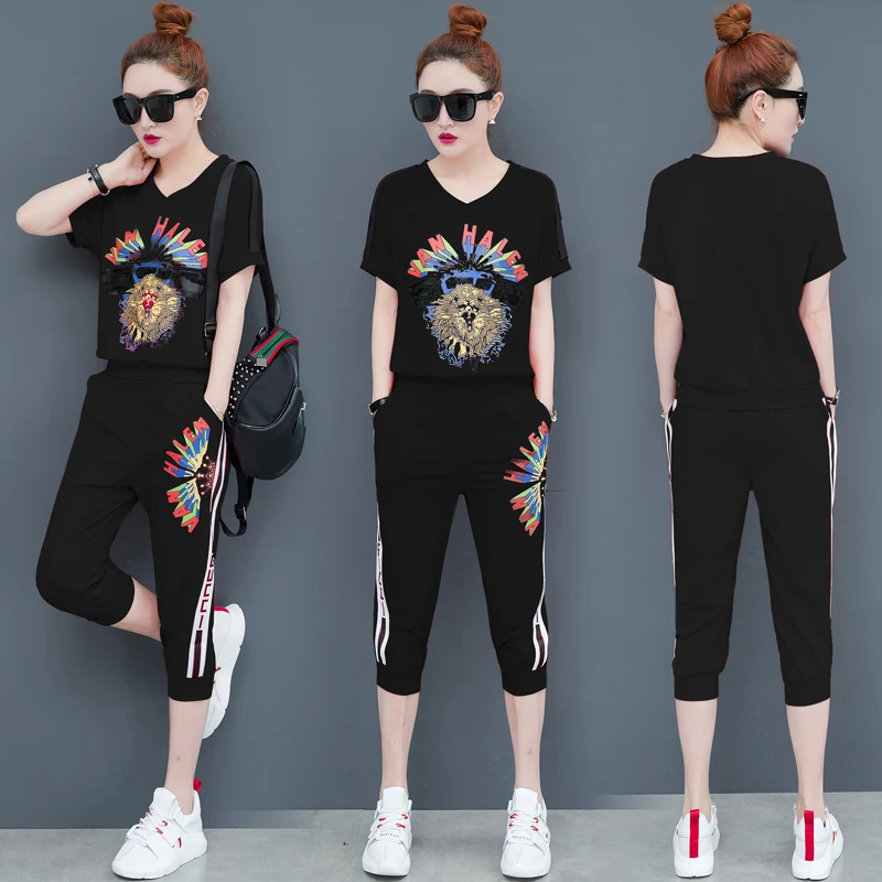 

YICIYA black outfit tracksuit sportswear co-ord set for women 2 piece set plus size top and pants suits print floral 2020 summer