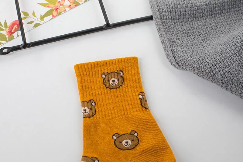 Продукт осень/зима Harajuku прекрасный мультфильм колледж Стиль носки женщины счастье кавай медведь личности Tide Calcetines