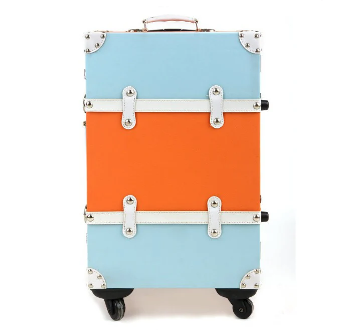 22 inch Travel tale 2" 22" 2" дюймов из Искусственной ПУ-кожи в стиле ретро; Черный и белый цвета koffer комплект винтажный чемодан для багажа на колесах - Цвет: 22 inch