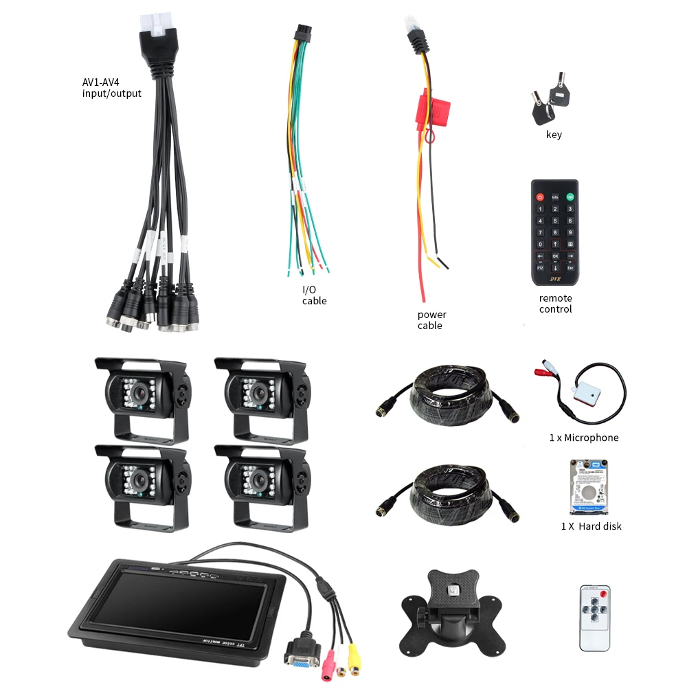 4CH жесткий диск такси Мобильный DVR рекордер VGA монитор 4 шт 1080P AHD безопасности