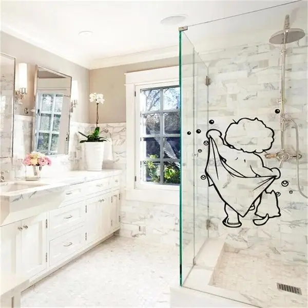 Милые детские наклейки для душа настенные ванной комнаты стеклянных дверей