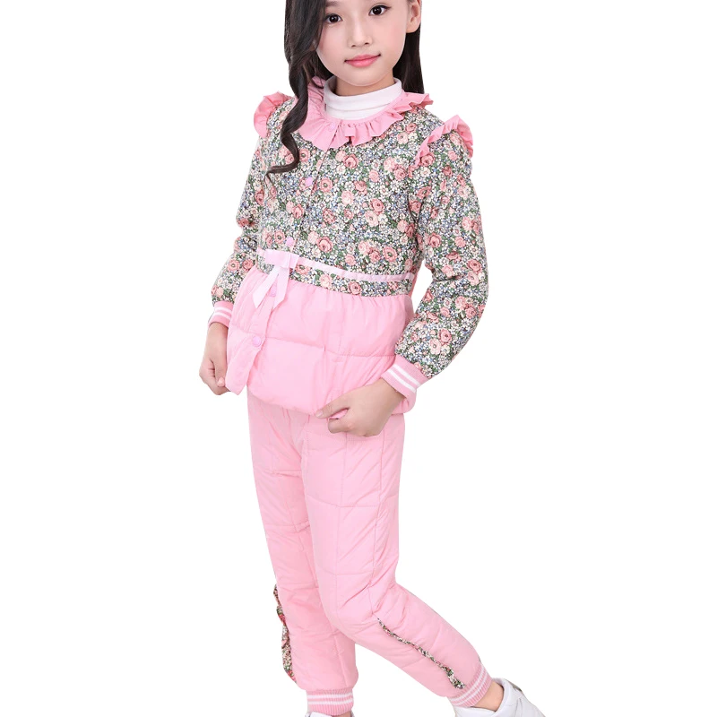 Зимняя одежда для мальчиков и девочек комплект одежды куртка пуховик+ брюки