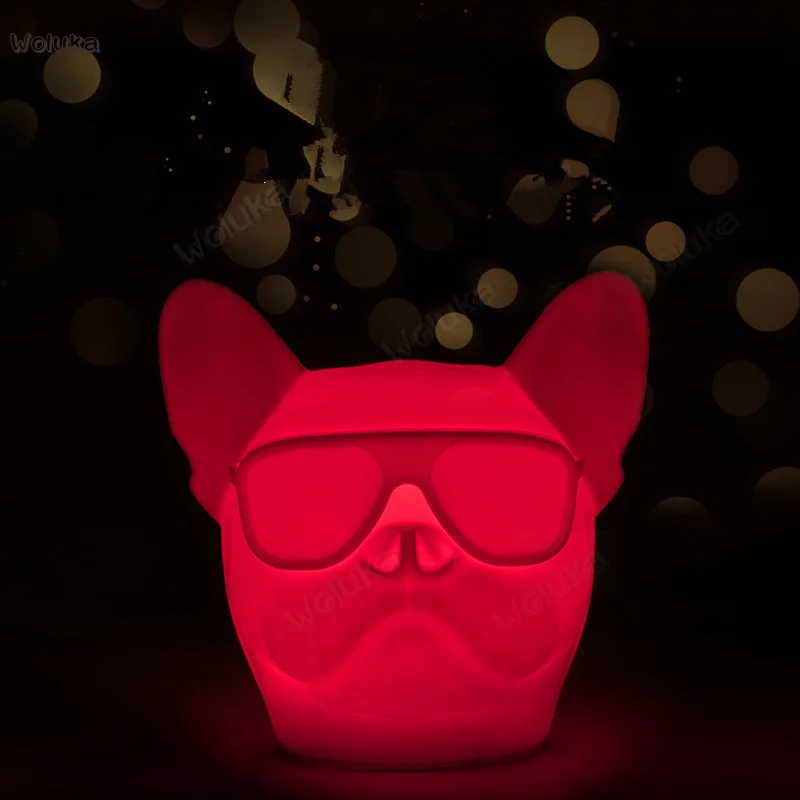 Силиконовый маленький ночник в виде бульдога с голосовым управлением мультяшный